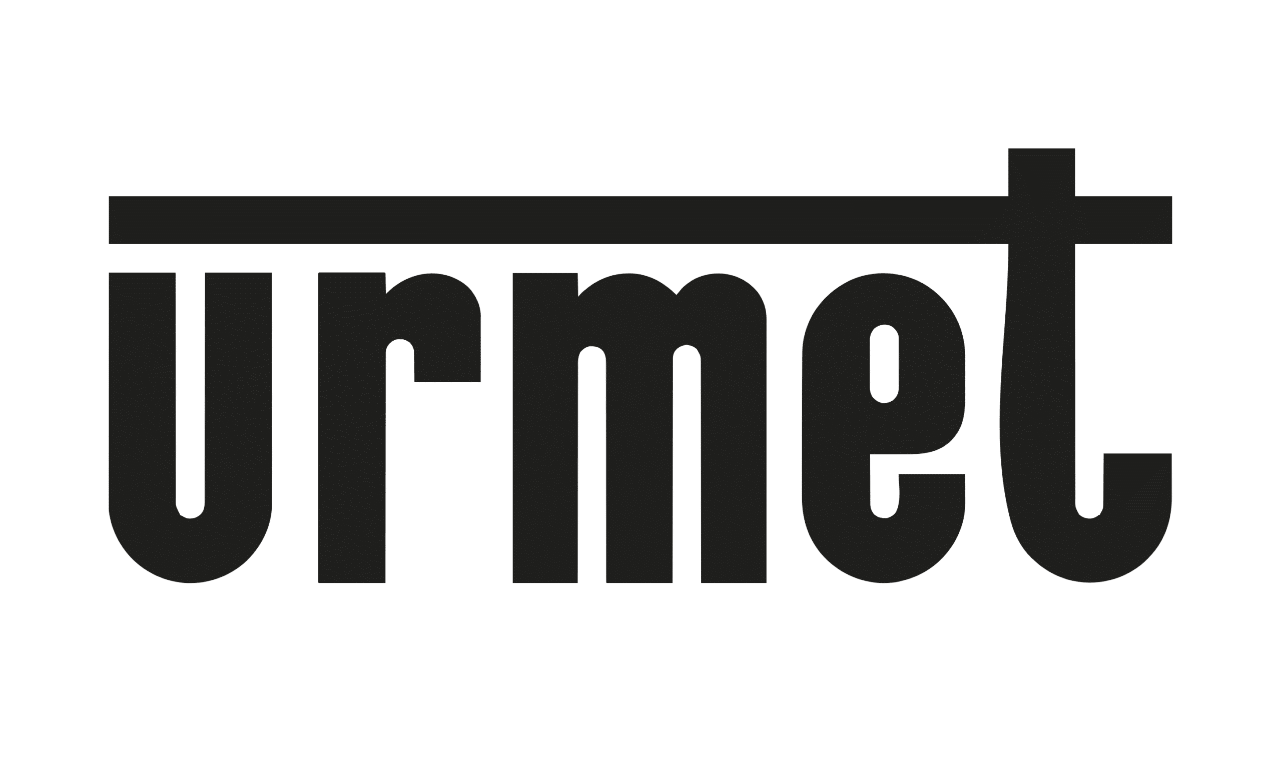 Logo Urmet : Expert en Interphonie et Systèmes de Sécurité Logo noir Urmet en lettres minuscules avec une ligne horizontale surmontant le texte, sur fond blanc.